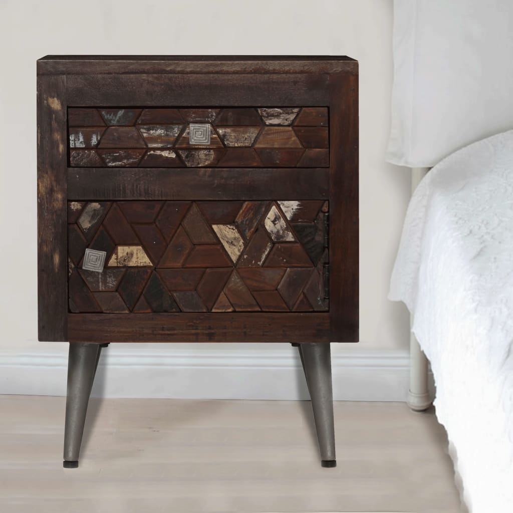 vidaXL Bedside Cabinet Solid Reclaimed Wood 40x30x50 cm - Brown