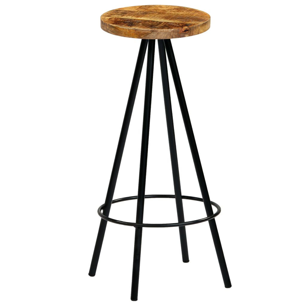 vidaXL Bar Stools 2 pcs Solid Mango Wood - Brown - 30 x 30 x 76 cm
