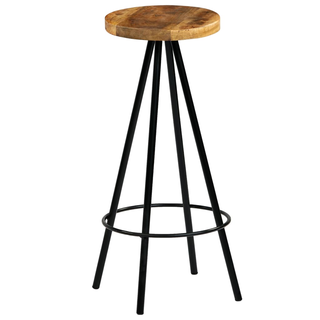 vidaXL Bar Stools 2 pcs Solid Mango Wood - Brown - 30 x 30 x 76 cm