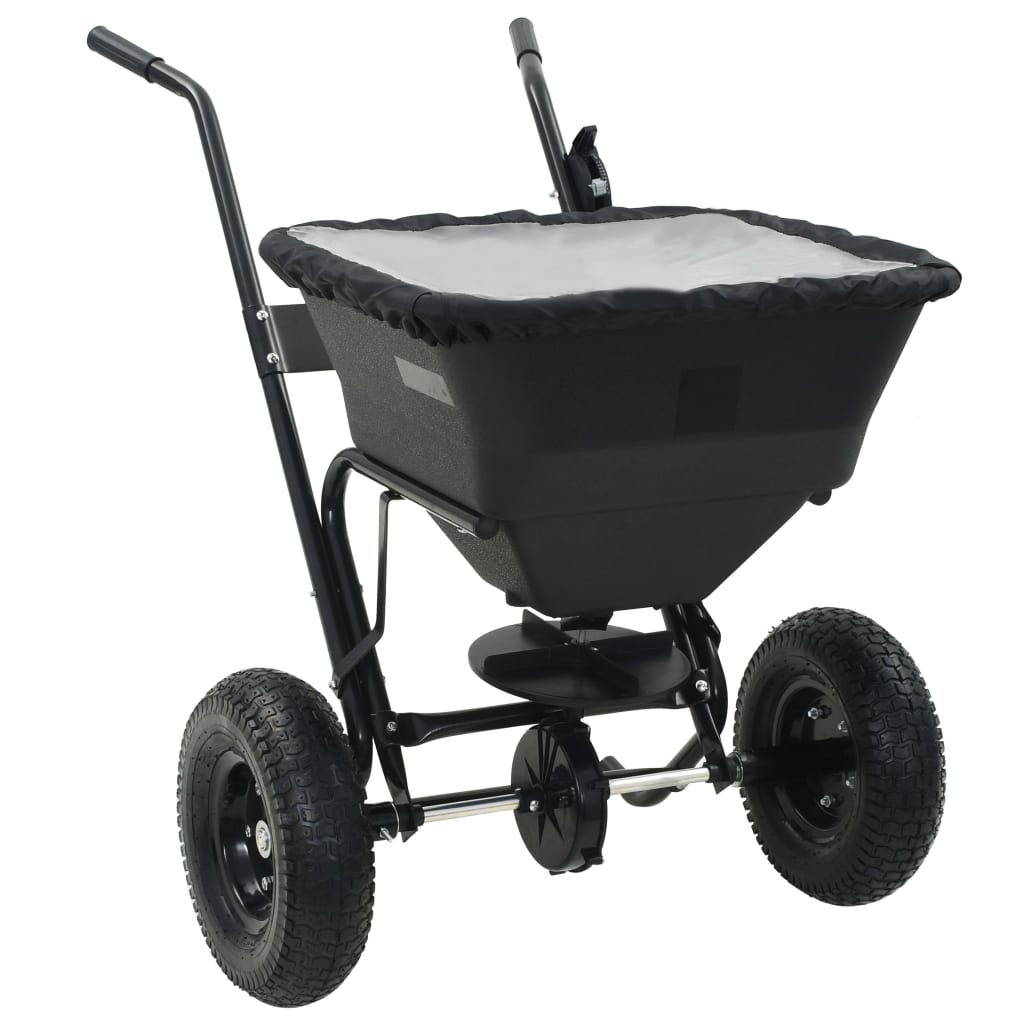 vidaXL Walk Behind Salt Spreader PVC and Steel 106x73x76 cm 45 L - Black