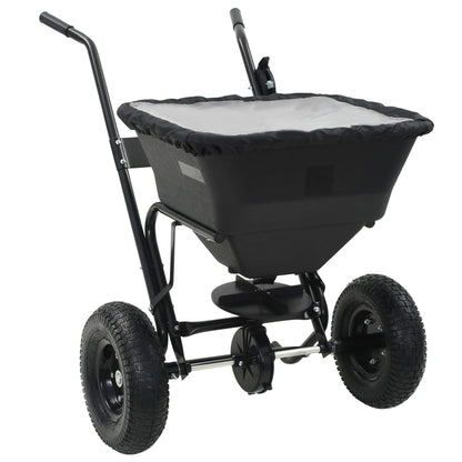vidaXL Walk Behind Salt Spreader PVC and Steel 106x73x76 cm 45 L - Black