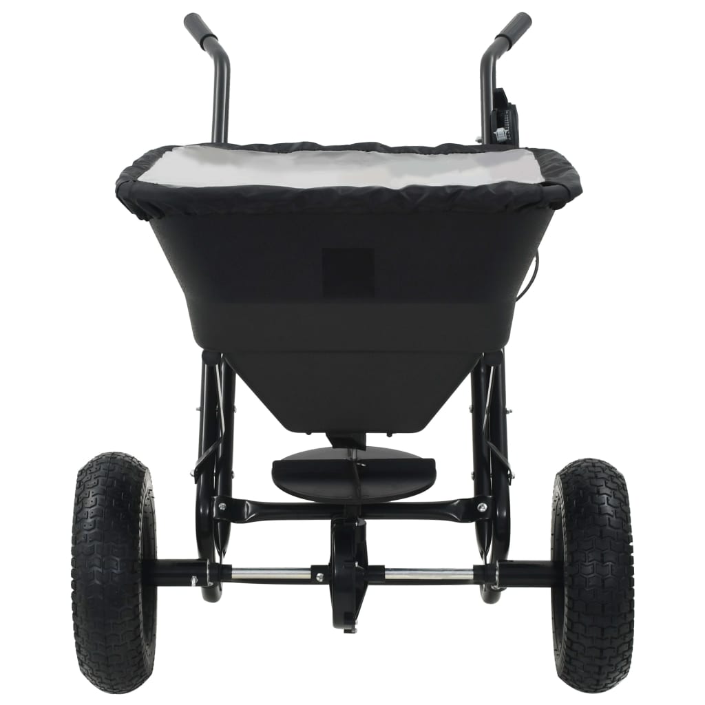 vidaXL Walk Behind Salt Spreader PVC and Steel 106x73x76 cm 45 L - Black