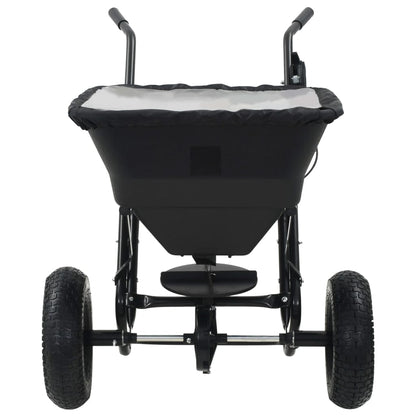 vidaXL Walk Behind Salt Spreader PVC and Steel 106x73x76 cm 45 L - Black