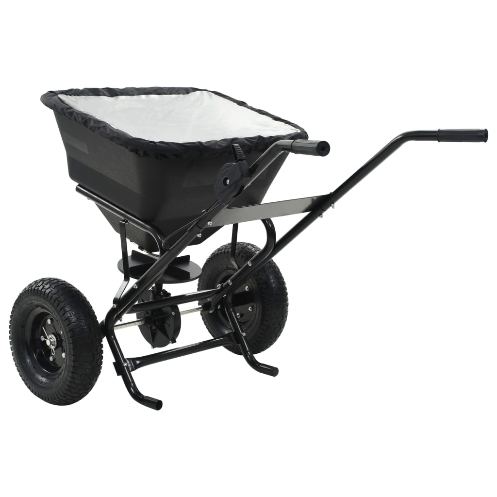 vidaXL Walk Behind Salt Spreader PVC and Steel 106x73x76 cm 45 L - Black