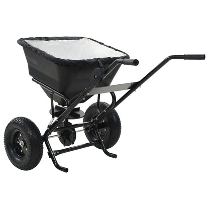 vidaXL Walk Behind Salt Spreader PVC and Steel 106x73x76 cm 45 L - Black