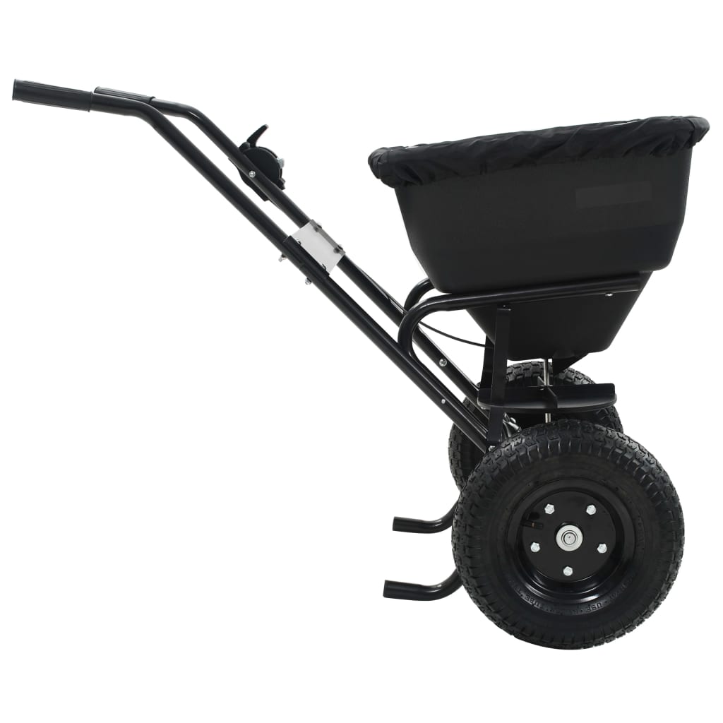 vidaXL Walk Behind Salt Spreader PVC and Steel 106x73x76 cm 45 L - Black