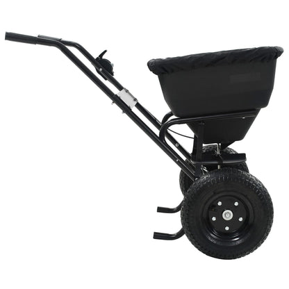 vidaXL Walk Behind Salt Spreader PVC and Steel 106x73x76 cm 45 L - Black