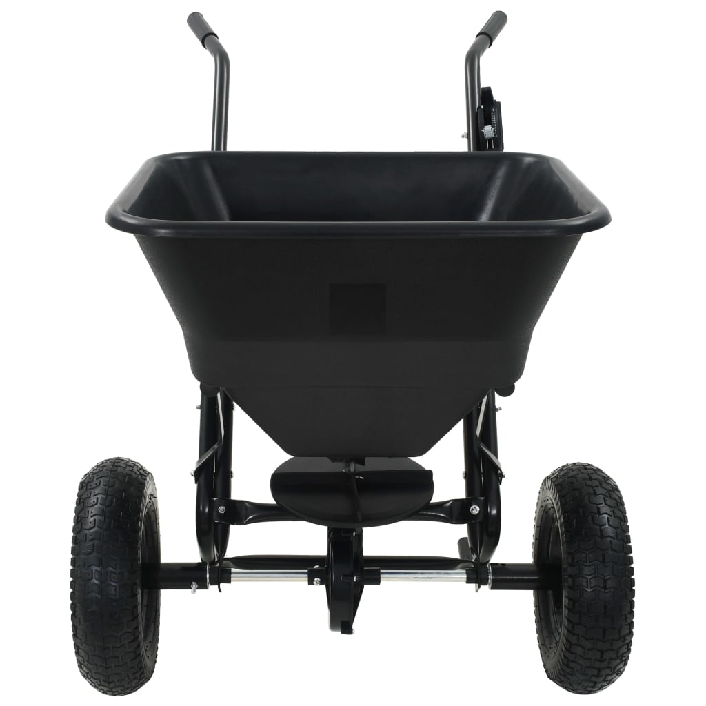 vidaXL Walk Behind Salt Spreader PVC and Steel 106x73x76 cm 45 L - Black