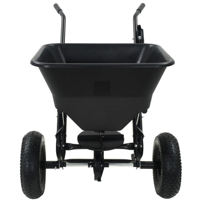 vidaXL Walk Behind Salt Spreader PVC and Steel 106x73x76 cm 45 L - Black