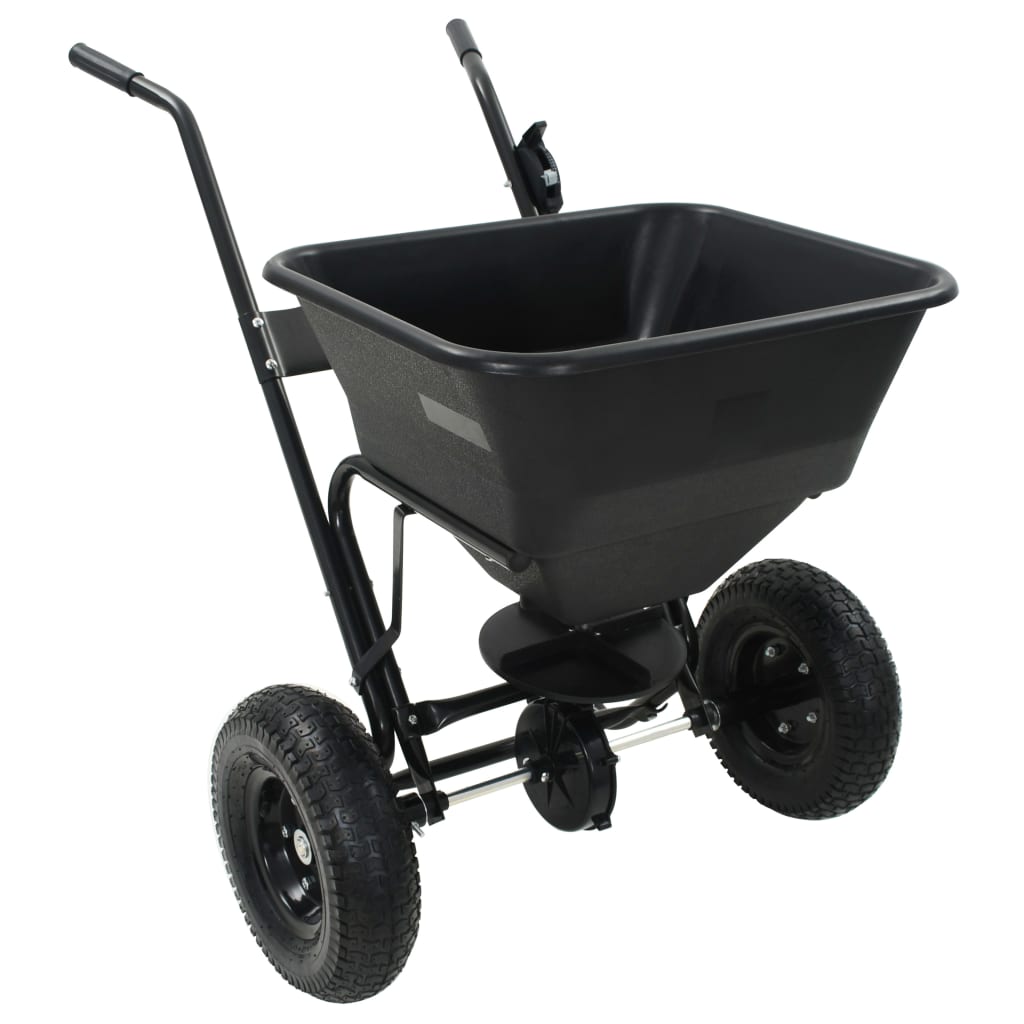 vidaXL Walk Behind Salt Spreader PVC and Steel 106x73x76 cm 45 L - Black