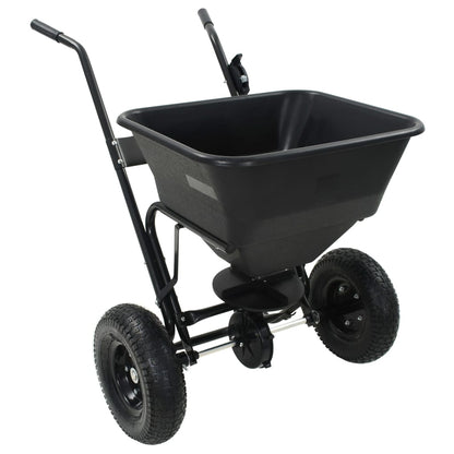 vidaXL Walk Behind Salt Spreader PVC and Steel 106x73x76 cm 45 L - Black