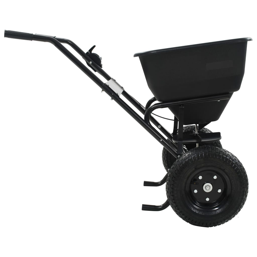 vidaXL Walk Behind Salt Spreader PVC and Steel 106x73x76 cm 45 L - Black