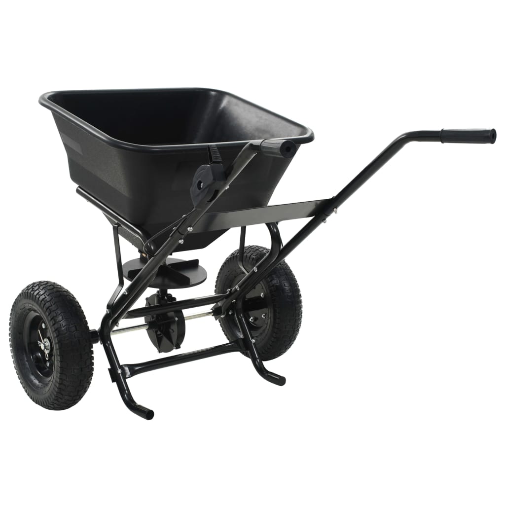 vidaXL Walk Behind Salt Spreader PVC and Steel 106x73x76 cm 45 L - Black