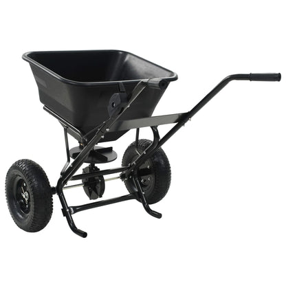 vidaXL Walk Behind Salt Spreader PVC and Steel 106x73x76 cm 45 L - Black