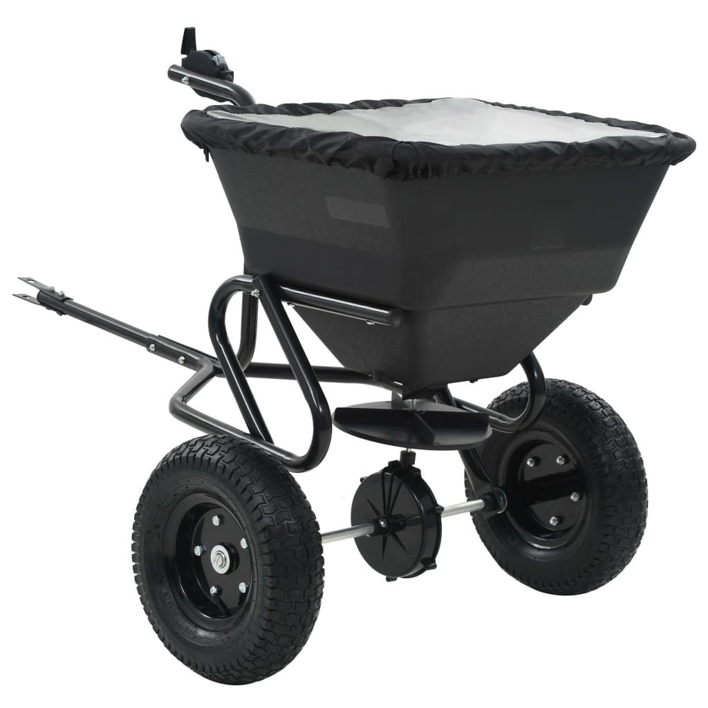 vidaXL Tow Behind Salt Spreader PVC and Steel 125x74x79 cm 45 L - Black