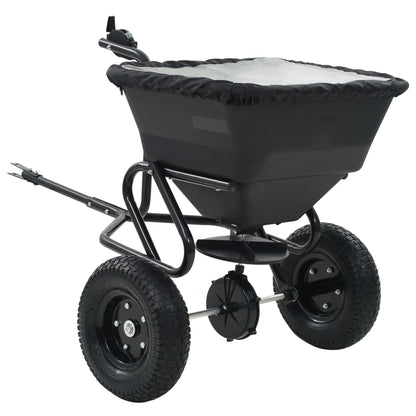 vidaXL Tow Behind Salt Spreader PVC and Steel 125x74x79 cm 45 L - Black