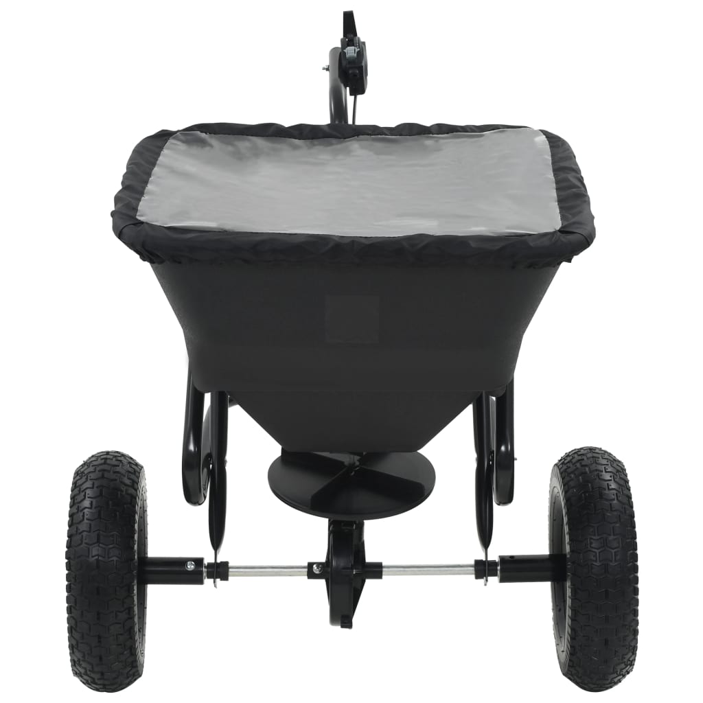 vidaXL Tow Behind Salt Spreader PVC and Steel 125x74x79 cm 45 L - Black