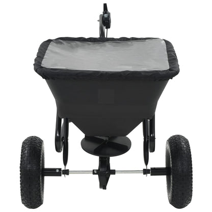 vidaXL Tow Behind Salt Spreader PVC and Steel 125x74x79 cm 45 L - Black