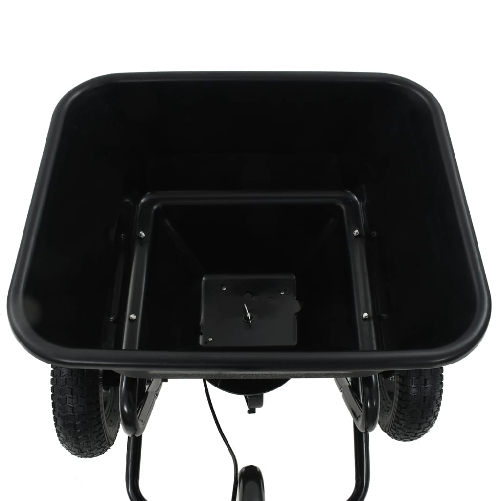 vidaXL Tow Behind Salt Spreader PVC and Steel 125x74x79 cm 45 L - Black