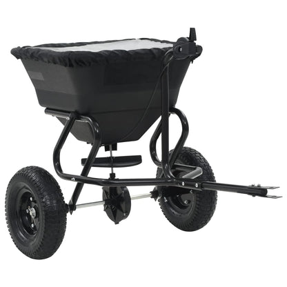 vidaXL Tow Behind Salt Spreader PVC and Steel 125x74x79 cm 45 L - Black
