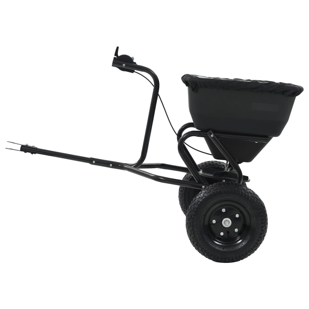 vidaXL Tow Behind Salt Spreader PVC and Steel 125x74x79 cm 45 L - Black