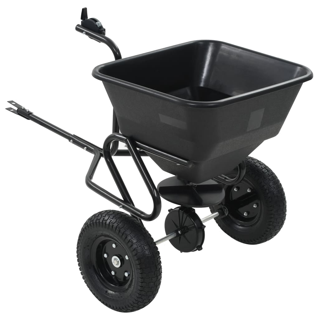 vidaXL Tow Behind Salt Spreader PVC and Steel 125x74x79 cm 45 L - Black