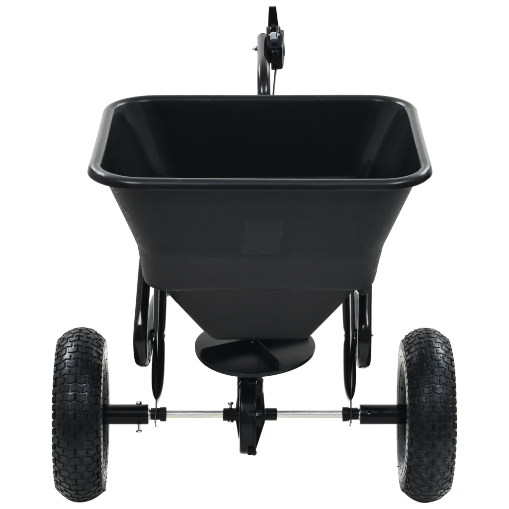 vidaXL Tow Behind Salt Spreader PVC and Steel 125x74x79 cm 45 L - Black