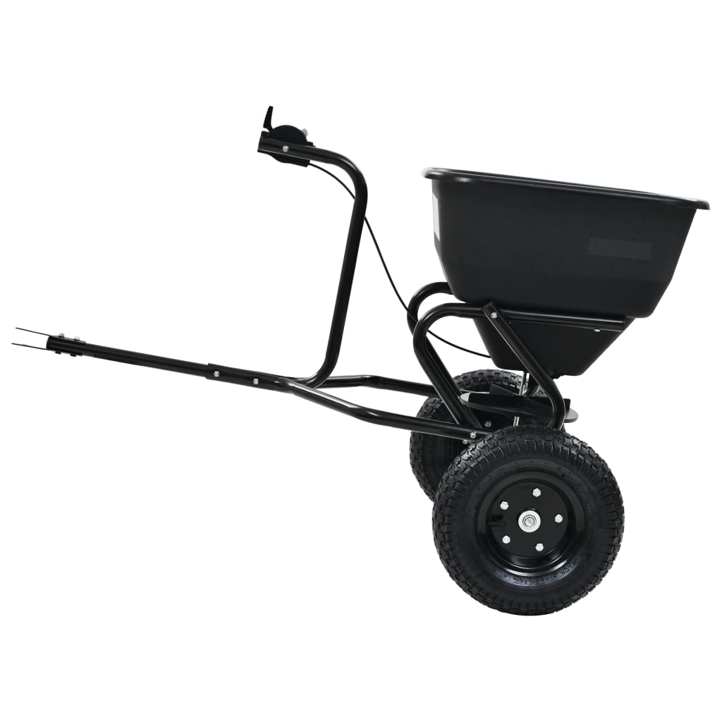 vidaXL Tow Behind Salt Spreader PVC and Steel 125x74x79 cm 45 L - Black
