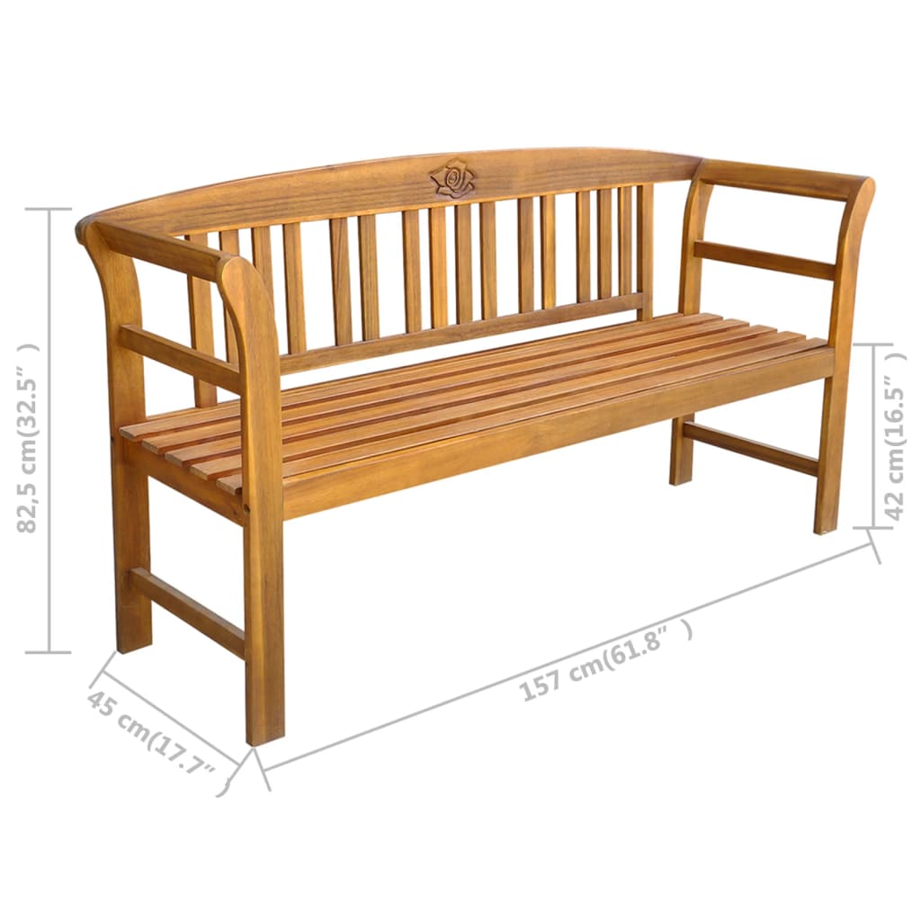 44131 vidaXL Garden Bench 157 cm Solid Acacia Wood - Brown