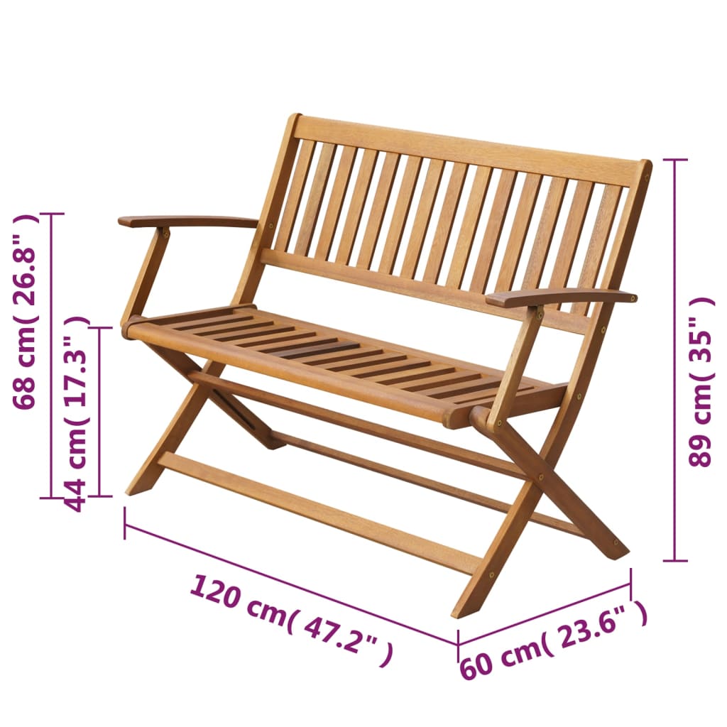 vidaXL Garden Bench 120 cm Solid Acacia Wood - Brown