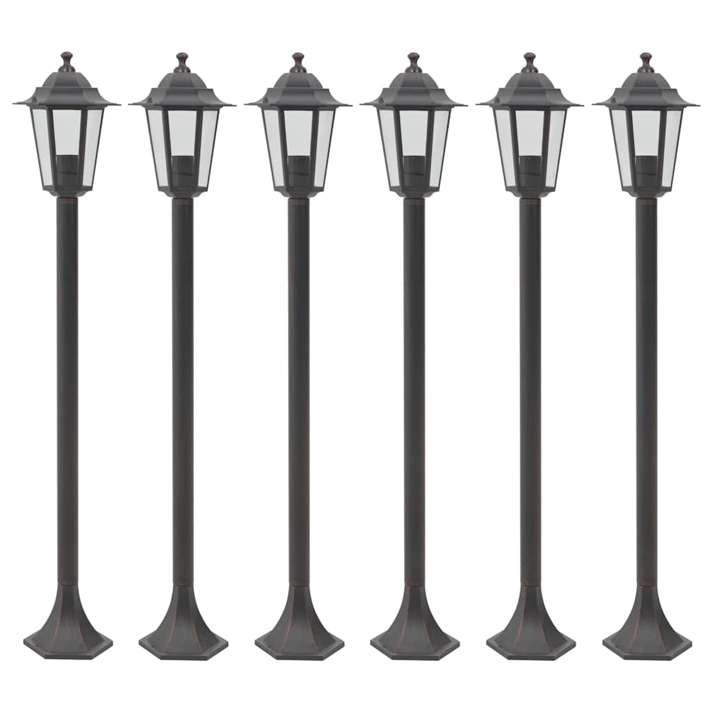 vidaXL Garden Post Lights 6 pcs E27 110 cm Aluminium Bronze - Brown