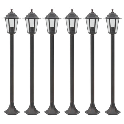 vidaXL Garden Post Lights 6 pcs E27 110 cm Aluminium Bronze - Brown