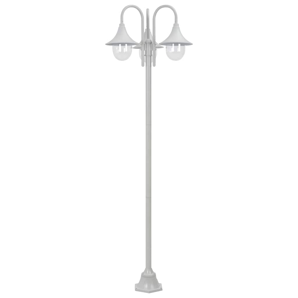vidaXL Garden Post Light E27 220 cm Aluminium 3-Lantern White