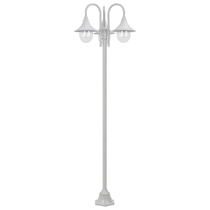 vidaXL Garden Post Light E27 220 cm Aluminium 3-Lantern White