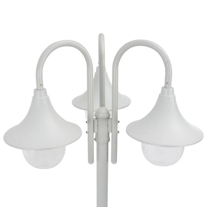 vidaXL Garden Post Light E27 220 cm Aluminium 3-Lantern White
