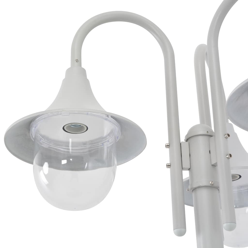 vidaXL Garden Post Light E27 220 cm Aluminium 3-Lantern White