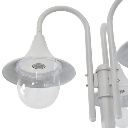 vidaXL Garden Post Light E27 220 cm Aluminium 3-Lantern White