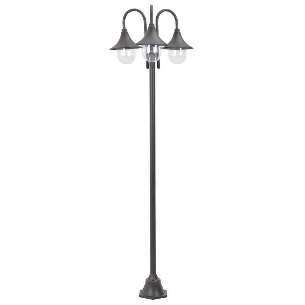 vidaXL Garden Post Light E27 220 cm Aluminium 3-Lantern Bronze - Brown