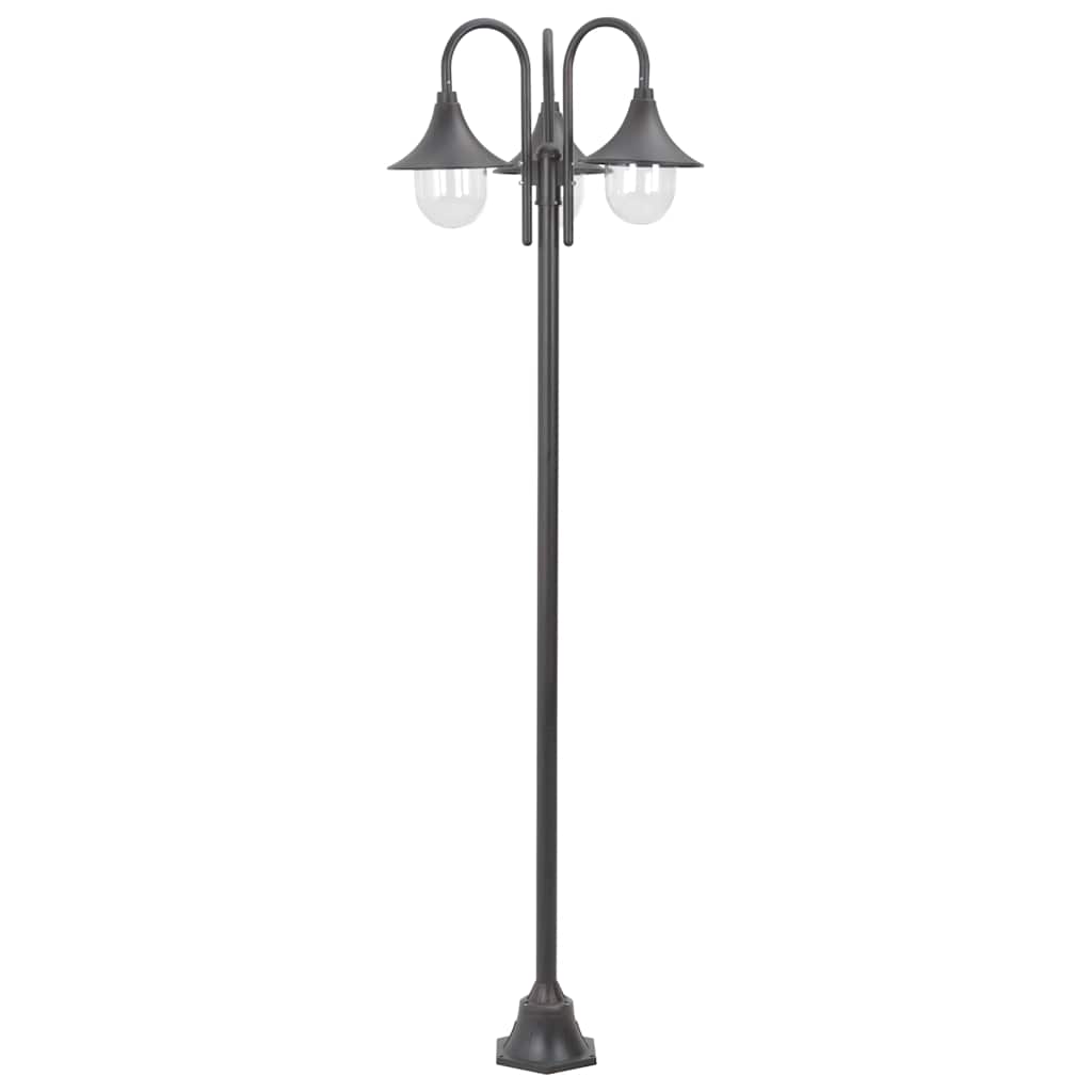vidaXL Garden Post Light E27 220 cm Aluminium 3-Lantern Bronze - Brown