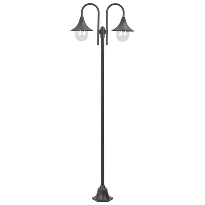 vidaXL Garden Post Light E27 220 cm Aluminium 2-Lantern Bronze - Brown