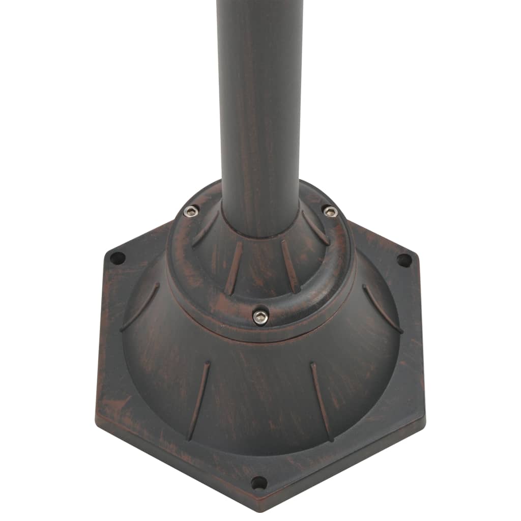 vidaXL Garden Post Light E27 220 cm Aluminium 2-Lantern Bronze - Brown