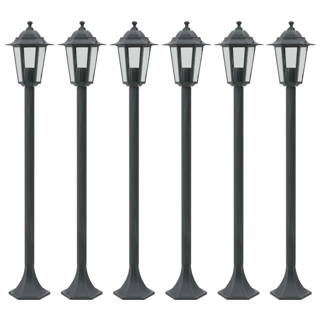 vidaXL Garden Post Lights 6 pcs E27 110 cm Aluminium Dark Green