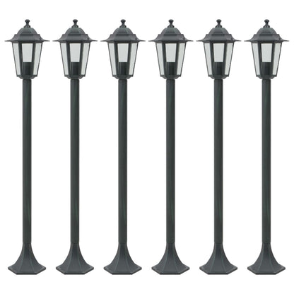vidaXL Garden Post Lights 6 pcs E27 110 cm Aluminium Dark Green