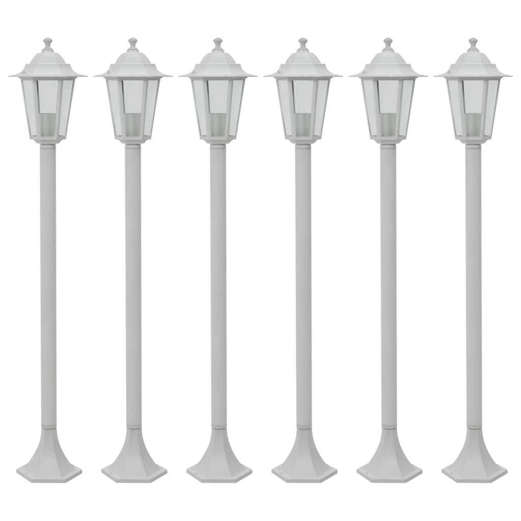 vidaXL Garden Post Lights 6 pcs E27 110 cm Aluminium White