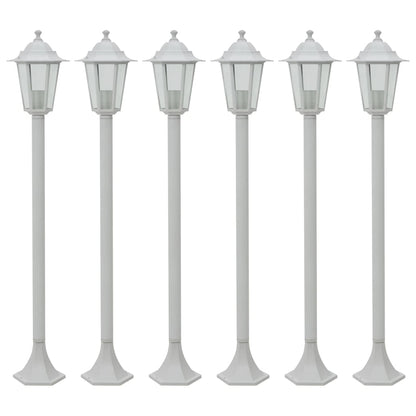 vidaXL Garden Post Lights 6 pcs E27 110 cm Aluminium White