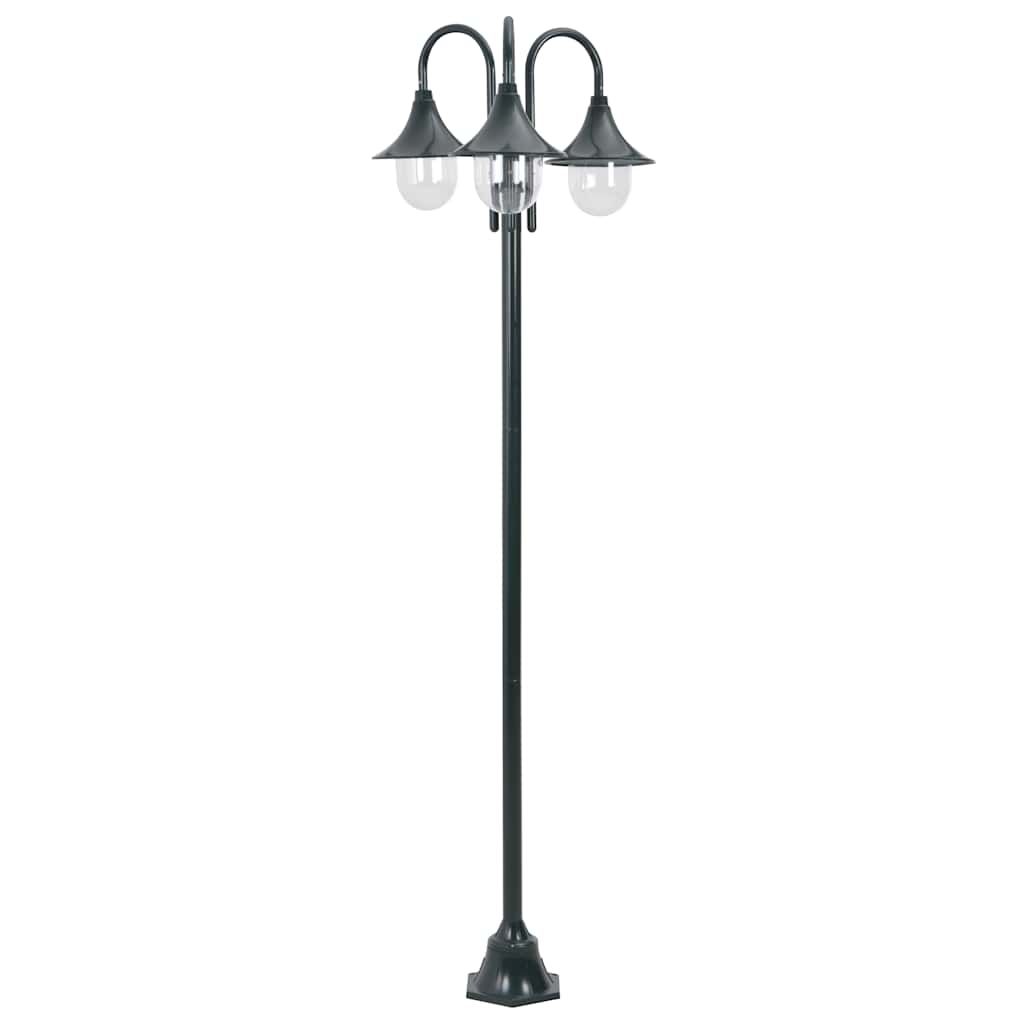 vidaXL Garden Post Light E27 220 cm Aluminium 3-Lantern Dark Green