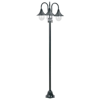 vidaXL Garden Post Light E27 220 cm Aluminium 3-Lantern Dark Green