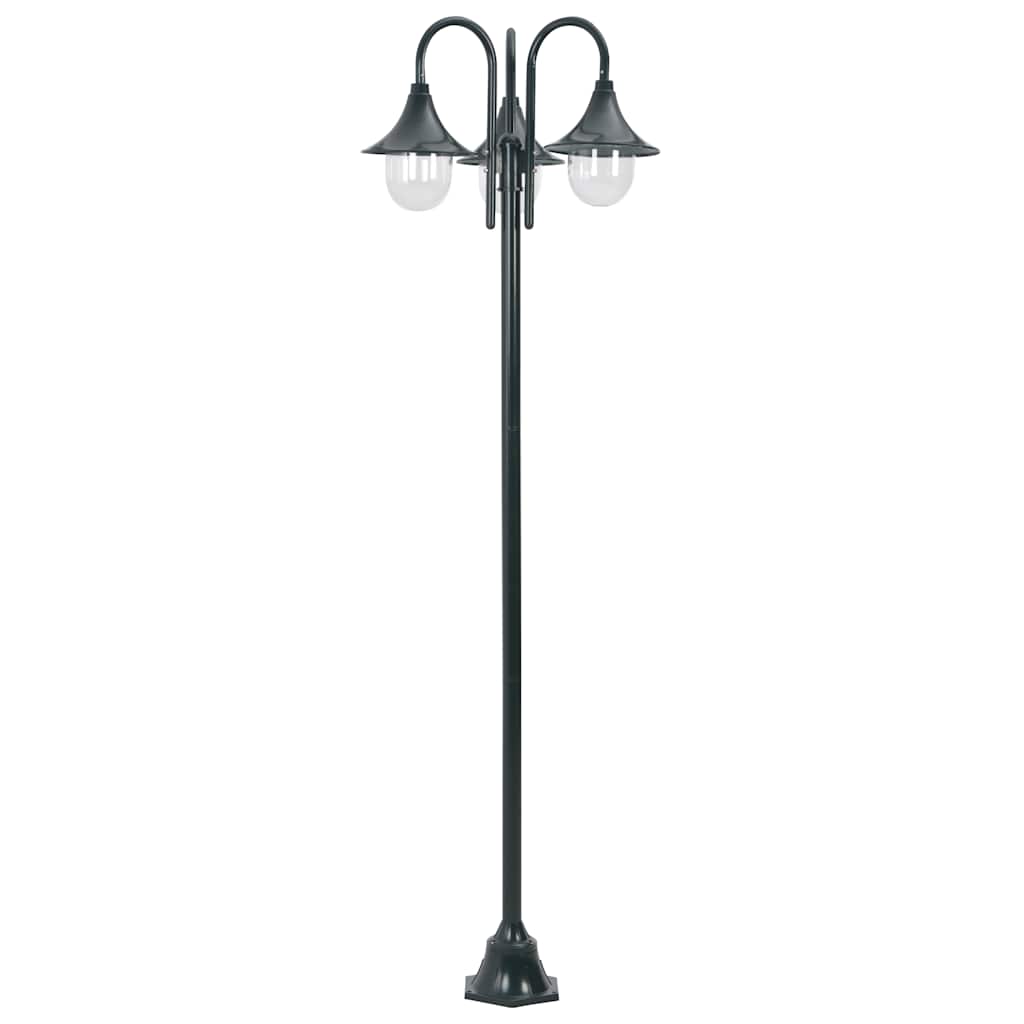 vidaXL Garden Post Light E27 220 cm Aluminium 3-Lantern Dark Green