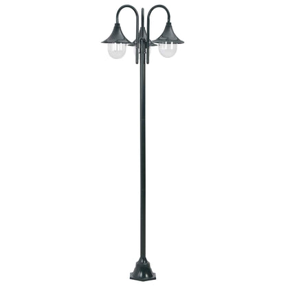 vidaXL Garden Post Light E27 220 cm Aluminium 3-Lantern Dark Green