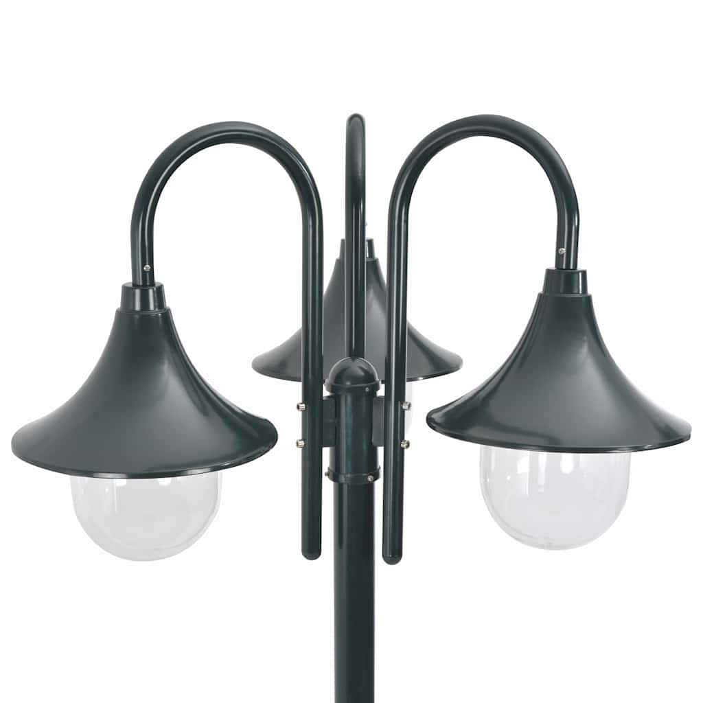 vidaXL Garden Post Light E27 220 cm Aluminium 3-Lantern Dark Green